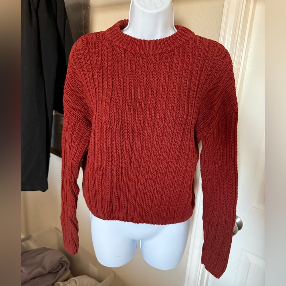 Universal Thread Women's Ribbed Crew Neck Sweater - Rust